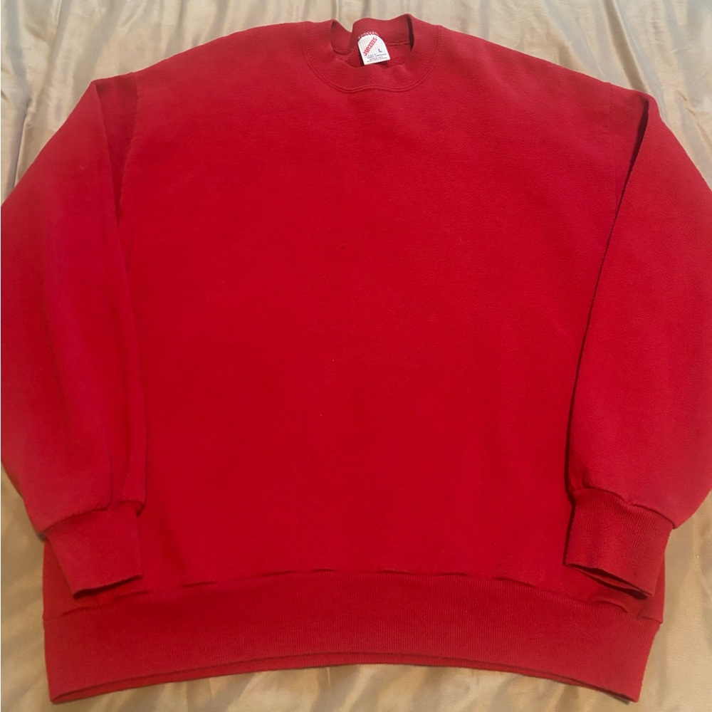 Vintage 90s Jerzees Red Blank Crewneck Sweatshirt Size L
